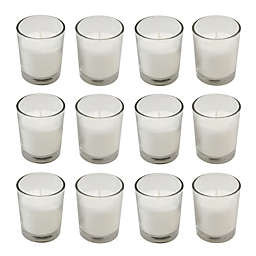 15- Hour Unscented Votive Candles in Clear Glass Votive Holders (Set of 12)