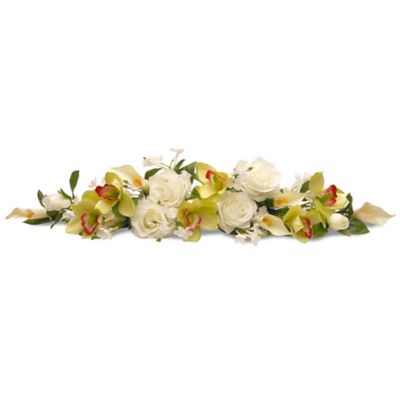 National Tree Company 28-Inch Artificial Spring Flowers Swag in White