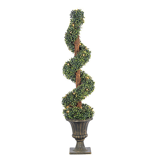 Alternate image 1 for Sterling Boxwood Spiral 4-Foot Pre-Lit Potted Artificial Christmas Tree