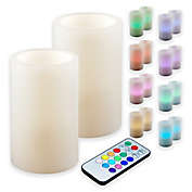 Multi Color Battery Operated Wax Candles with Remote Control (Set of 2)