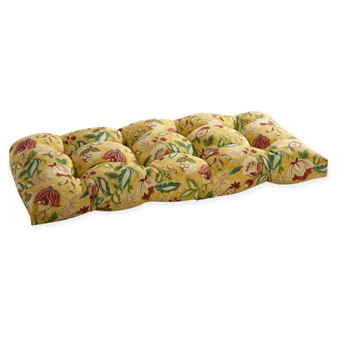 Waverly Lexie Floral Outdoor Bench Cushion In Yellow