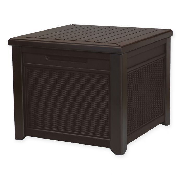 Keter Rattan Outdoor 28-Inch Storage Cube in Espresso | Bed Bath & Beyond