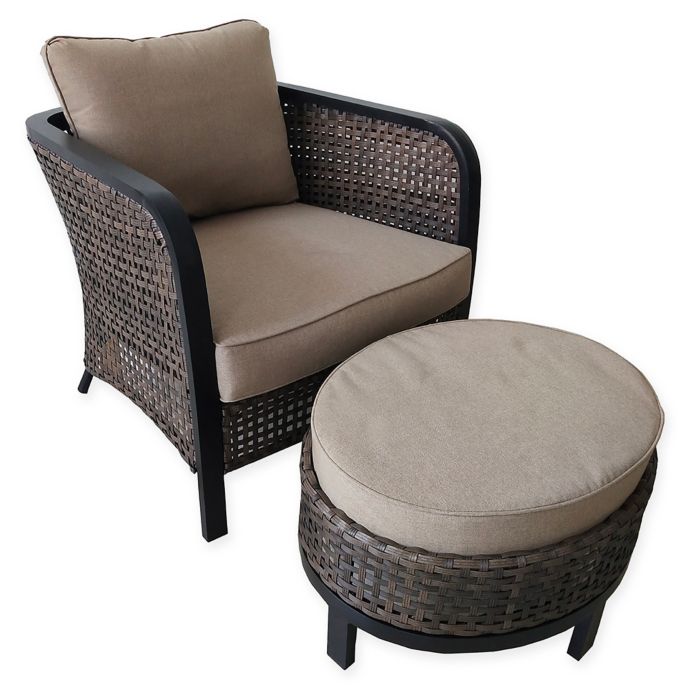 2 Piece Cuddle Chair And Ottoman Set In Brown Dark Brown Bed