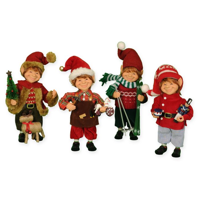 Download Karen Didion 9-Inch 4-Piece Assorted Elf Figures | Bed ...