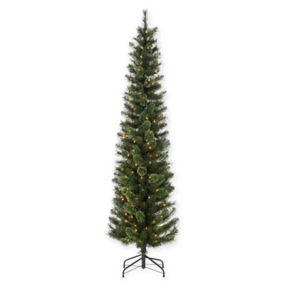 Sterling Hard Mixed Needle Cashmere Pre-Lit Pencil Christmas Tree With Clear Lights | Bed Bath & Beyond