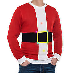 Mr. Christmas Light Up Santa Sweater in Red