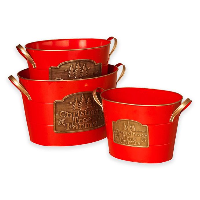 Gerson Red Christmas Buckets (Set of 3) Bed Bath & Beyond
