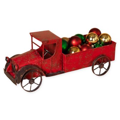 vintage metal truck with lighted accents red