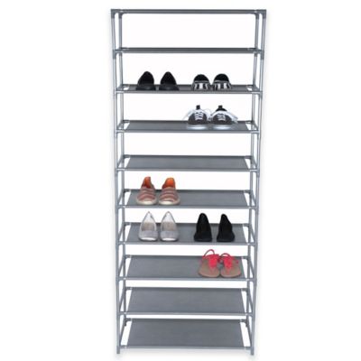 Home Basics 24 Inch 10 Tier Coated Shoe Rack In Grey Sportspyder