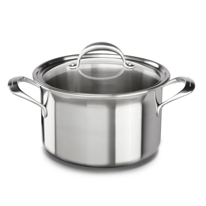 Kitchenaid® 8 qt. Copper Core Stainless Steel Covered Stock Pot  Bed Bath & Beyond