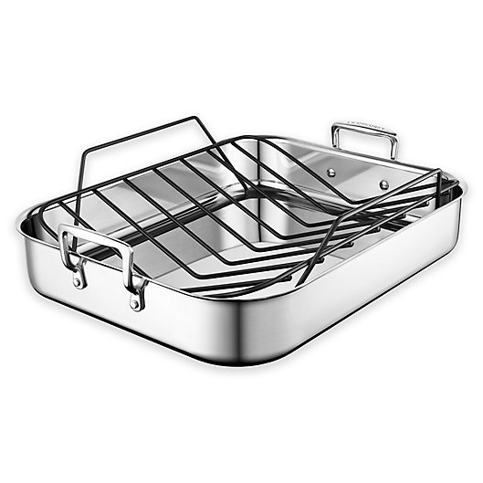 Alternate image 1 for Le Creuset® Stainless Steel Roasting Pan with Nonstick Rack