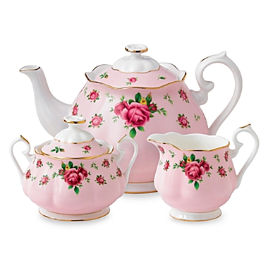 Royal Albert New Country Roses 3-Piece Tea Set in Pink. View a larger version of this product image.