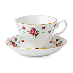 Royal Albert New Country Roses Teacup and Saucer in White