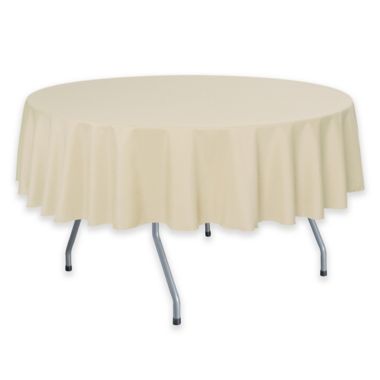 Ultimate Textile Basic Polyester 60-Inch Round Tablecloth in Beige. View a larger version of this product image.