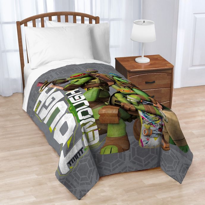 Nickelodeon Teenage Mutant Ninja Turtles Crash Landing Twin Blanket In Grey