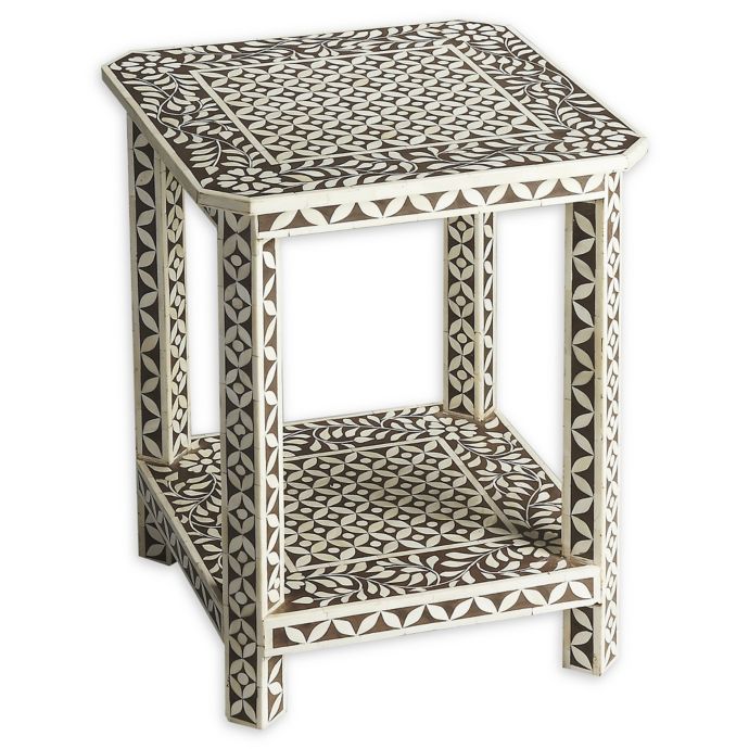 Butler Amelia Bone Inlay Side Table in Brown | Bed Bath ...