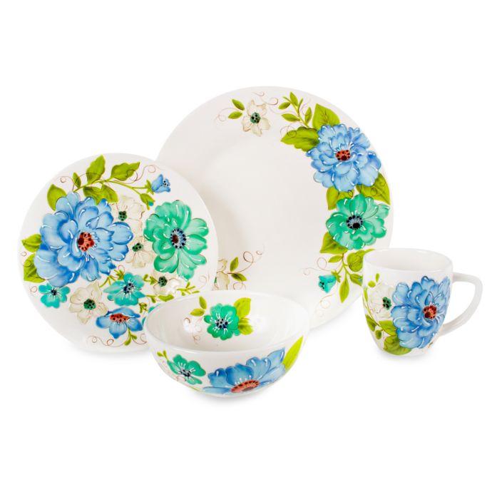 Laurie Gates Phoebe Blue 16-Piece Dinnerware Set | Bed ...