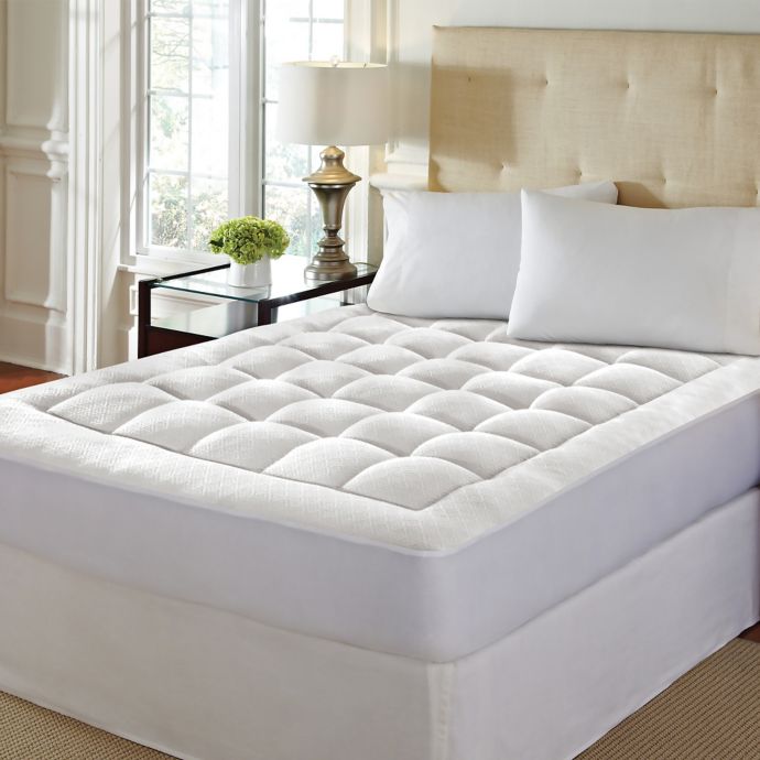 High-Loft Memory Foam Mattress Pad in White | Bed Bath ...