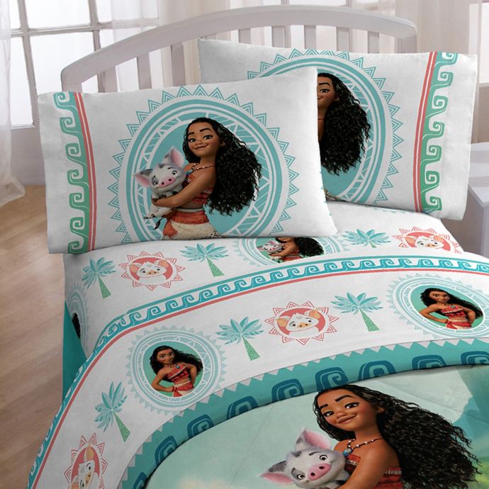 Disney® Moana The Wave Twin Sheet Set in White/Blue | Bed ...