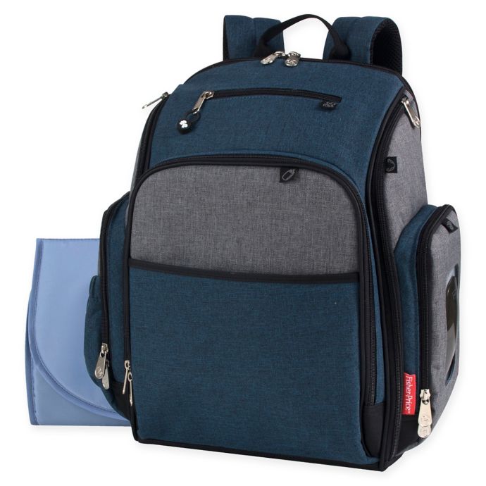 Fisher Price® Kaden Super Cooler Backpack Diaper Bag in Blue/Grey | Bed Bath & Beyond