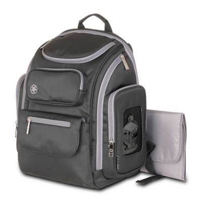 pink and gray backpack diaper bag