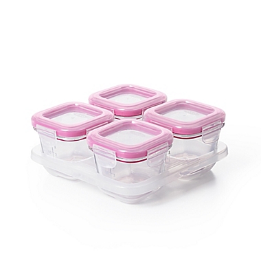 OXO Tot&reg; 4 oz. Glass Baby Food Storage Blocks in Pink. View a larger version of this product image.