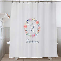 Floral Wreath Personalized Shower Curtain