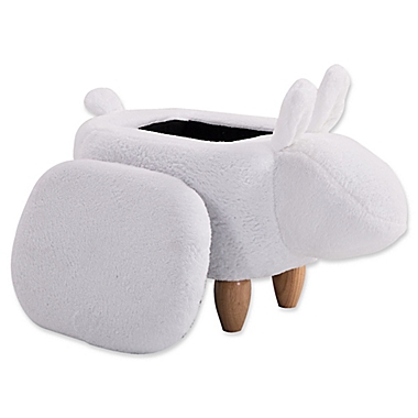 Furnite Style Faux Fur Bunny Storage Ottoman in White. View a larger version of this product image.