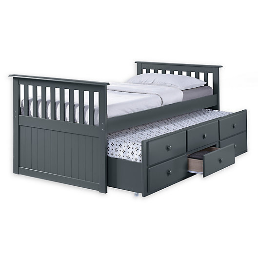 Alternate image 1 for Storkcraft Kids Marco Island Twin Captain's Bed with Trundle and Drawers in Gray
