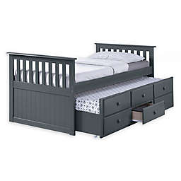 Storkcraft Kids Marco Island Twin Captain&#39;s Bed with Trundle and Drawers in Gray