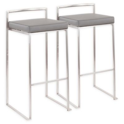 LumiSource® Faux Leather Fuji 30.75Inch Bar Stools (Set of 2) Bed