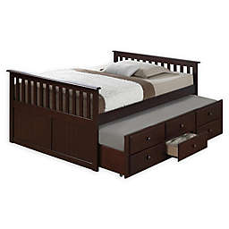Storkcraft Kids Marco Island Full Captain's Bed with Trundle and Drawers in Espresso