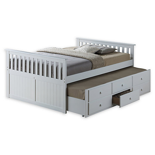Alternate image 1 for Storkcraft Kids Marco Island Full Captain's Bed with Trundle and Drawers in White