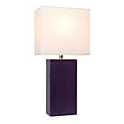 Alternate image 1 for Elegant Designs Modern Leather Table Lamp with Fabric Shade