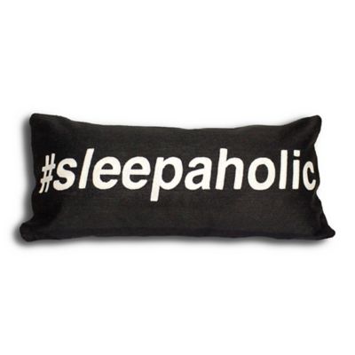 Alamode Home Hashtag Sleepaholic Oblong Throw Pillow in Black
