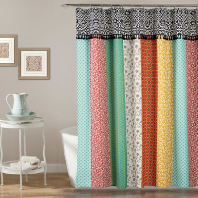 teal and orange shower curtain