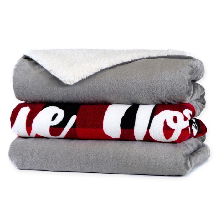 Reindeer Plush Heated Sherpa Throw Blanket in Red Bed Bath and Beyond