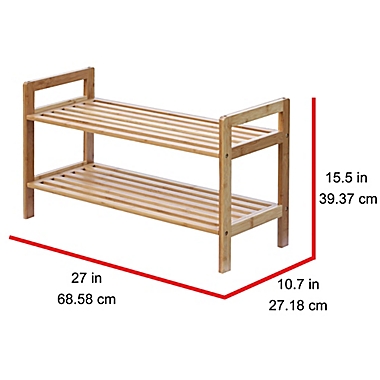 Oceanstar 2-Tier Bamboo Shoe Rack in Natural. View a larger version of this product image.