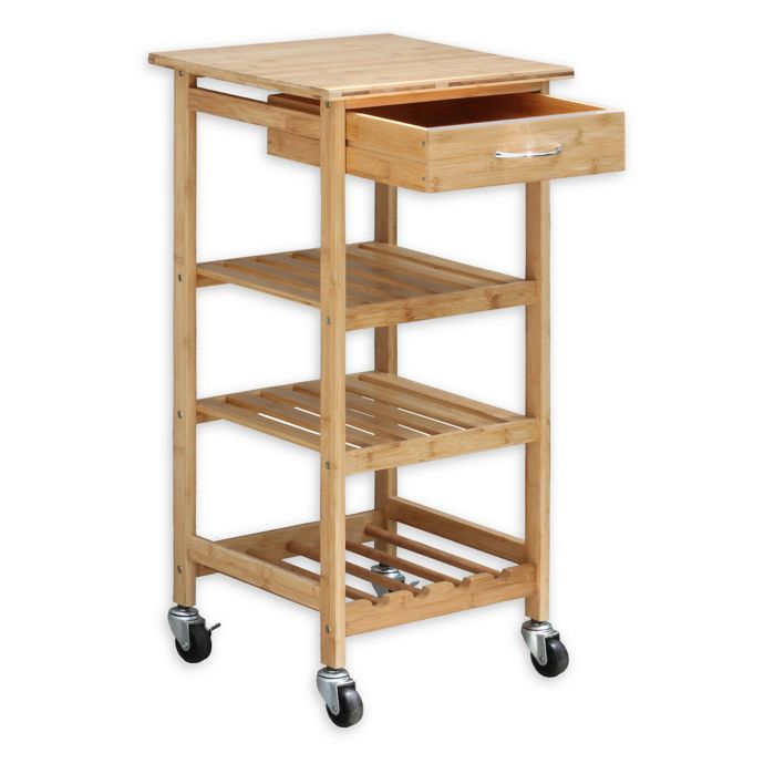 Oceanstar Bamboo Rolling Kitchen Cart in Natural Bed Bath and Beyond Canada