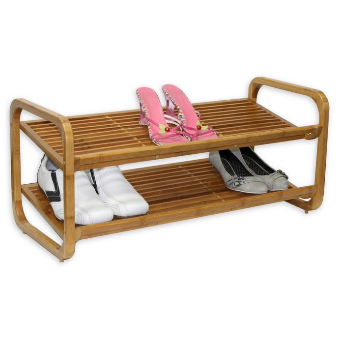 Oceanstar Adjustable Bamboo Shoe Rack in Natural Bed Bath and Beyond
