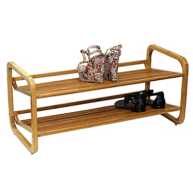 Oceanstar Adjustable Bamboo Shoe Rack in Natural. View a larger version of this product image.