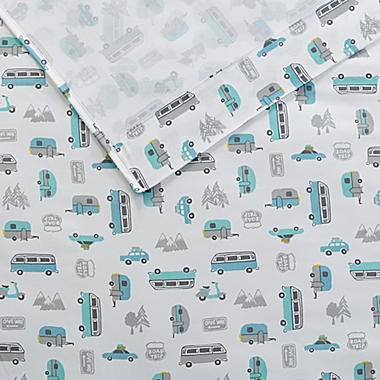 Intelligent Design Novelty Road Trip Printed Twin XL Sheet Set in Grey/Blue. View a larger version of this product image.