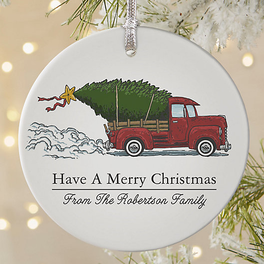 Alternate image 1 for Classic Christmas Vintage Truck Round Matte Ornament