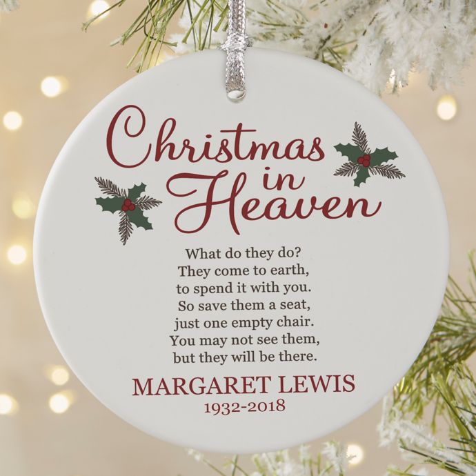 Christmas In Heaven Round Matte Memorial Christmas Ornament Bed Bath