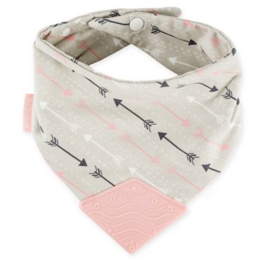BooginHead ArrowsTeether Bib in Pink/Grey. View a larger version of this product image.
