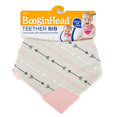 BooginHead ArrowsTeether Bib in Pink/Grey. View a larger version of this product image.
