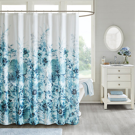 Madison Park Enza Shower Curtain Bed, Grey And Teal Blue Shower Curtain