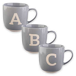 Formations Block Letter Monogram Mug in Grey/White