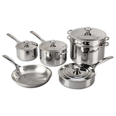 Le Creuset&reg; Tri-Ply Stainless Steel 10-Piece Cookware Set. View a larger version of this product image.