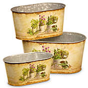 National Tree Company Painted Galvanized Pot Assortment in Cream (Set of 3)